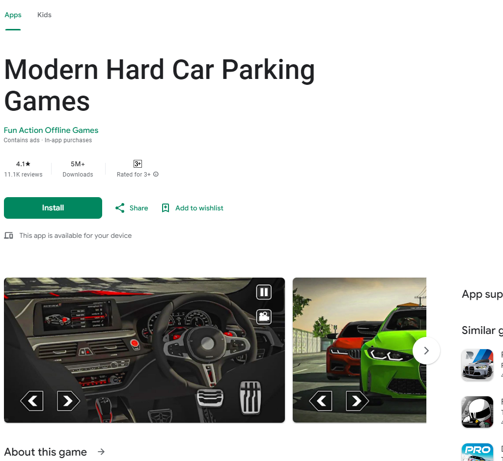 Downloading Modern Hard Car Parking Games on Android